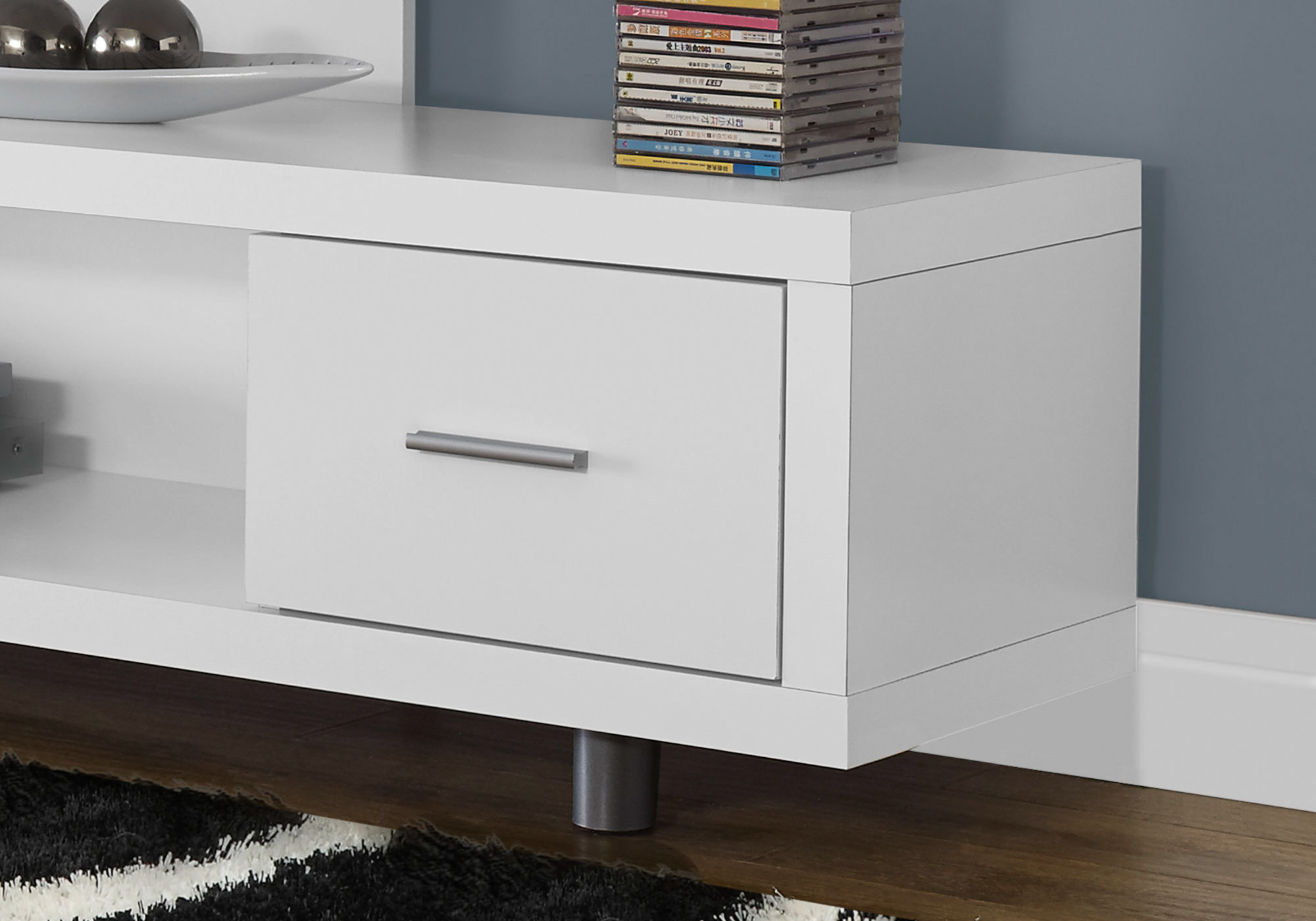 TV STAND - 60"L / WHITE WITH 1 DRAWER